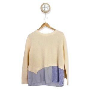 Thakoon Cashmere Wool Blend Peek a Boo Striped Pullover Sweater